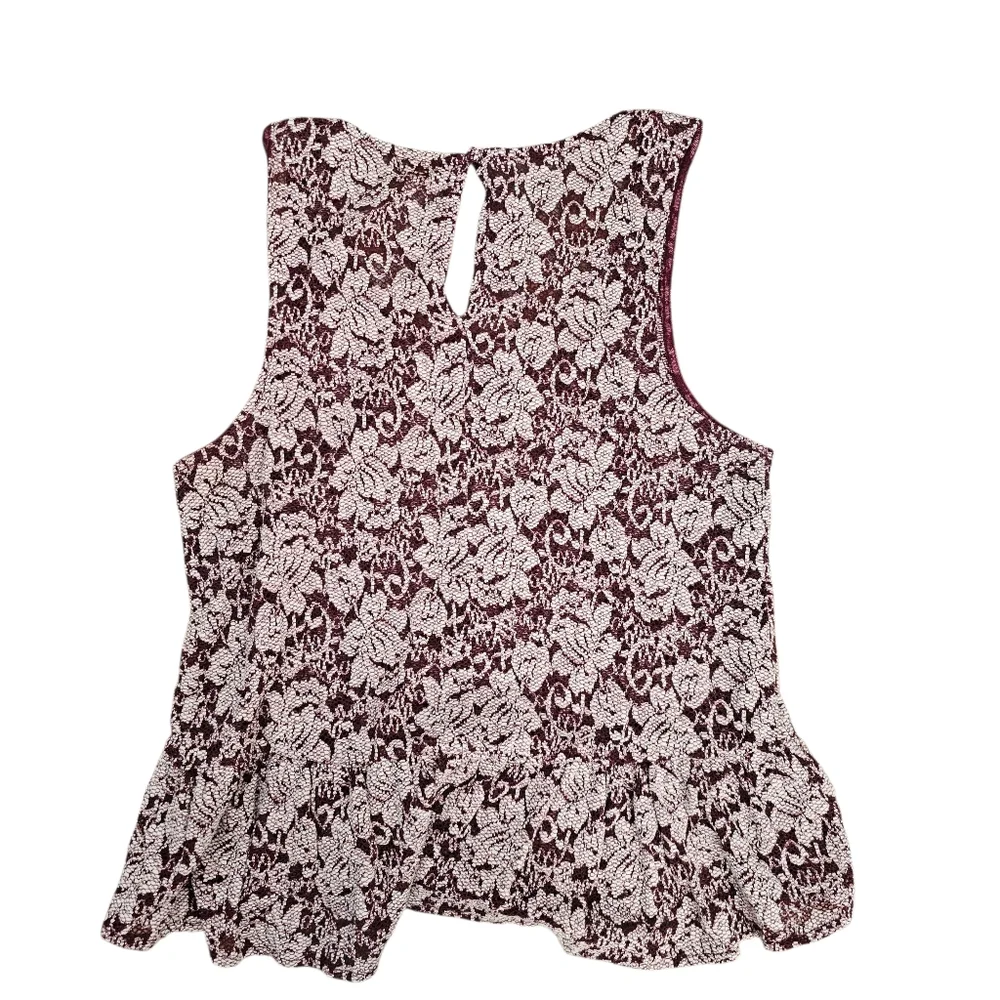 Free People Victorian Fairy Burgundy Embroidered Lace Peplum Boho‎ Blouse XS